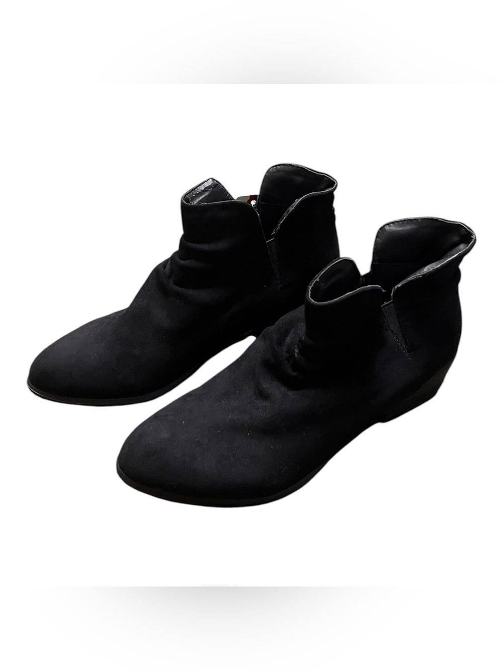 Women's Black Ruched Shaft Suede Ankle Boots